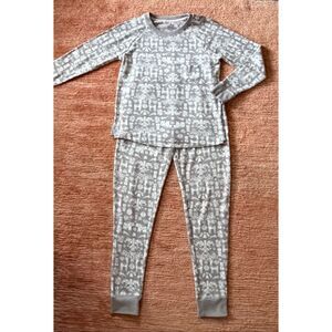 Cuddl Duds Brown Pajama Set PXS Thermal Long Sleeve Top Pants